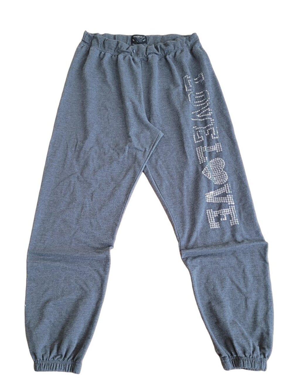 Thrill Women's Grey Vintage Love Sequin Graphic Streetwear Jogger Pants (size 2X